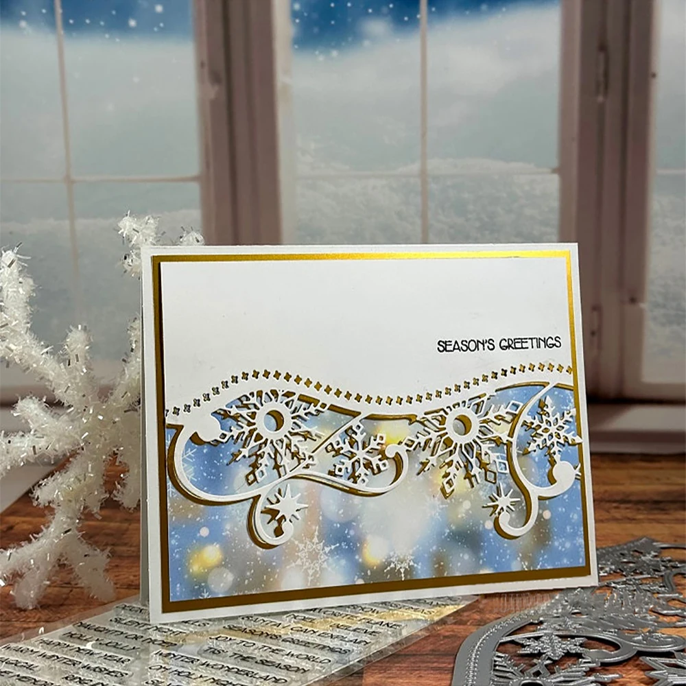 ليلة صامتة مرح ومشرقة الشتاء العجائب عبارات المعادن قطع يموت/واضح ختم DIY بها بنفسك ألبوم بطاقة صنع سكرابوكينغ Stencil