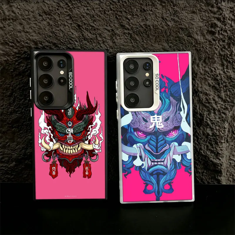 Japanese Samurai Oni Mask Phone Case for Samsung S26 Edge S25 Ultra S24 FE S23 FE S22 Plus Galaxy S21 S20 Cover Back Anti-fall P