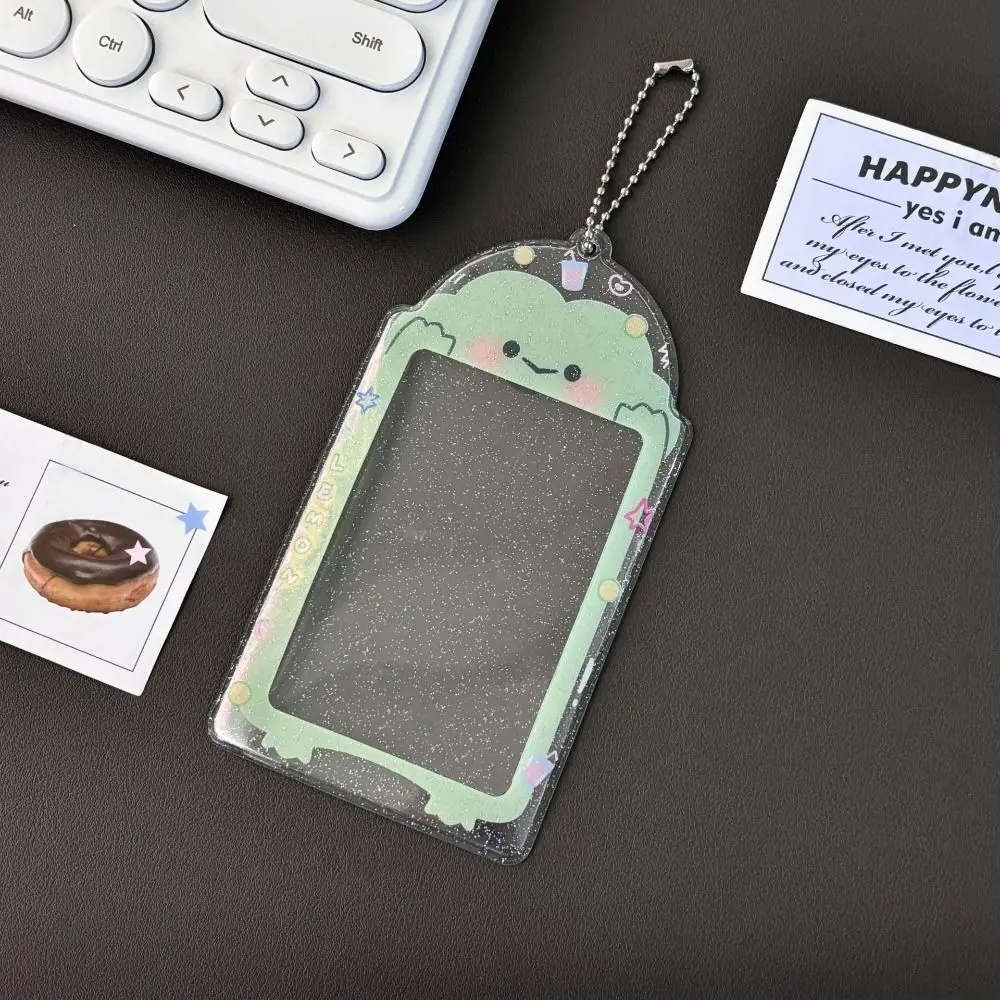 Porta carte trasparente con motivi animali Porta credenziali per ID studente carino glitter Porta carte bus in PVC coreano Kpop Idol