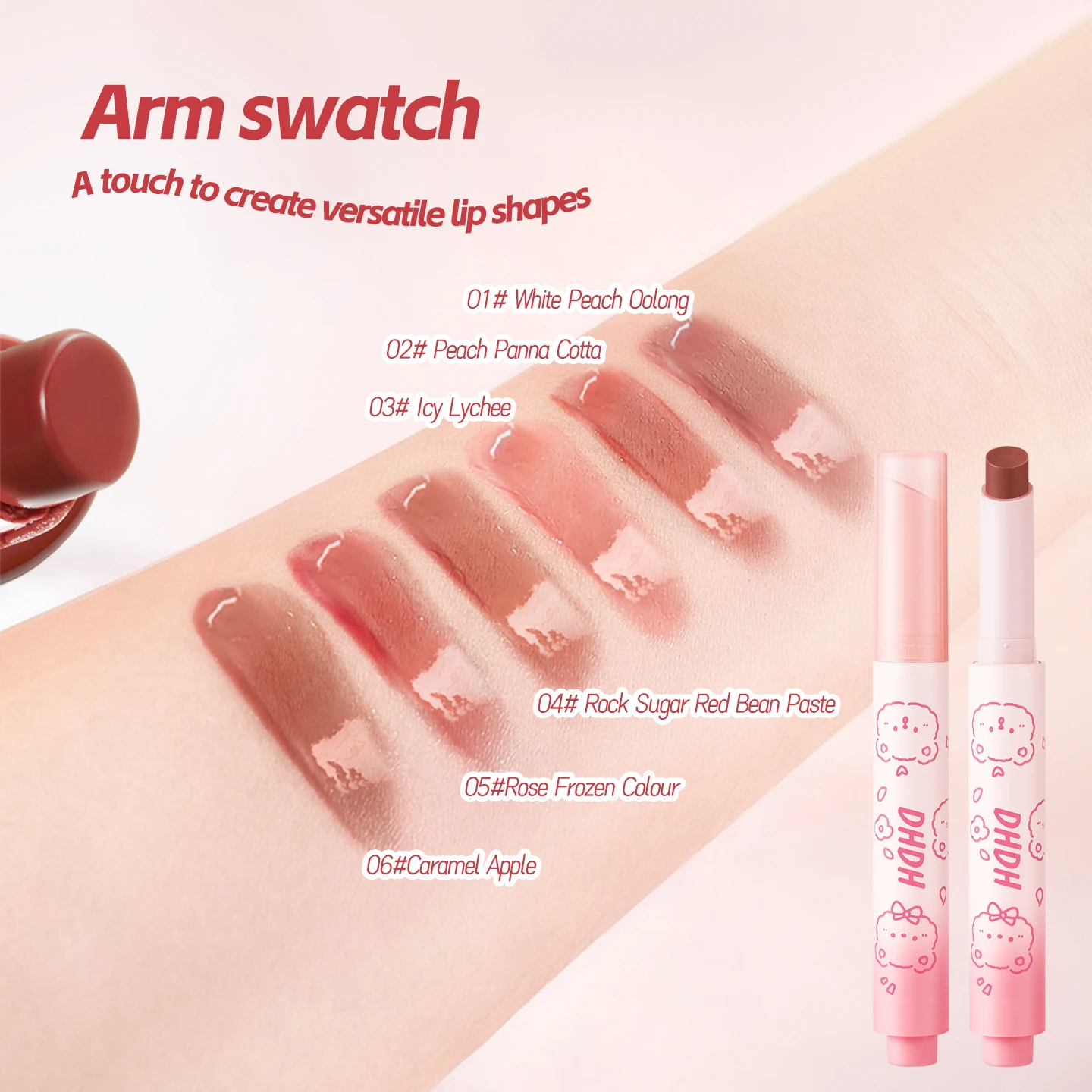 لطيف الدب الصلبة ملمع الشفاه ترطيب مائي ملون قلم أحمر الشفاه بلسم الشفاه طويلة الأمد غير عصا كوب سطع هلام الشفاه بلسم #6