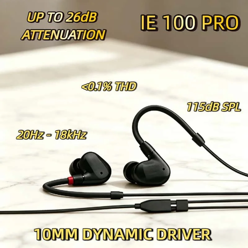 

Professional IE 100 PRO Wired In-ear Headphones Dynamic Driver High Precision Sound Passive Noise Isolation for Gaming 2026