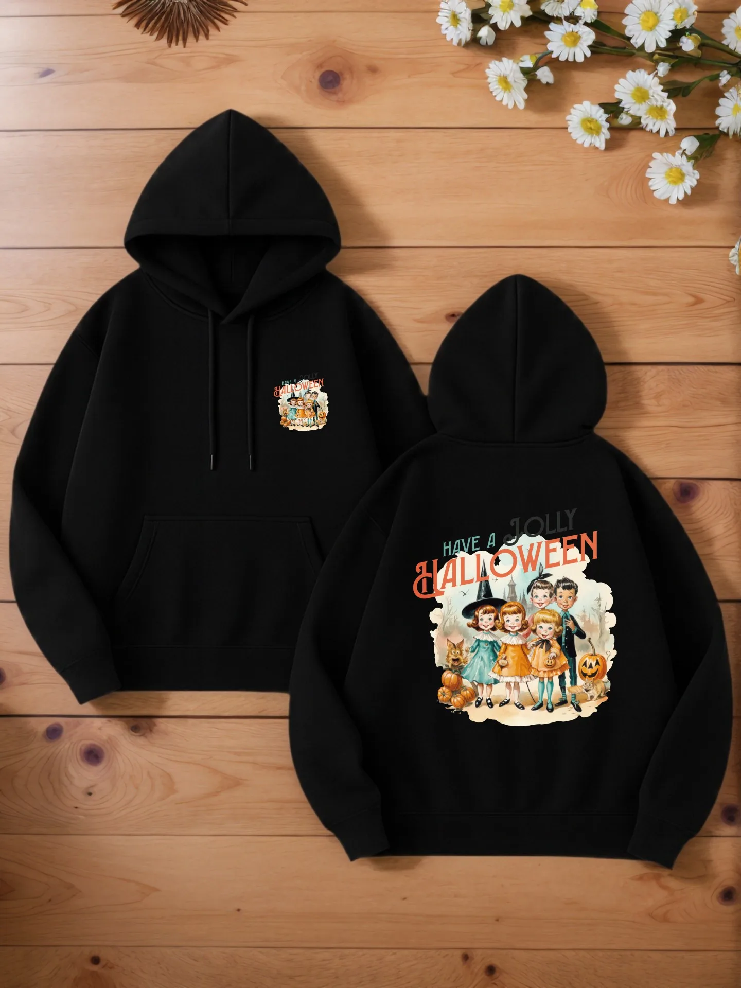 

Мужская толстовка с графическим рисунком, Хэллоуин — тематический мультяшный принт, повседневный стиль, мягкая ткань, для молодых мужчин, осенние наряды