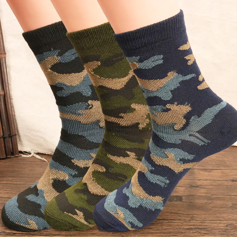 Calcetines de tubo medio de camuflaje para hombre, calcetines informales para todas las estaciones, adecuados para uso al aire libre, calcetines informales cómodos y transpirables, 3/6 pares