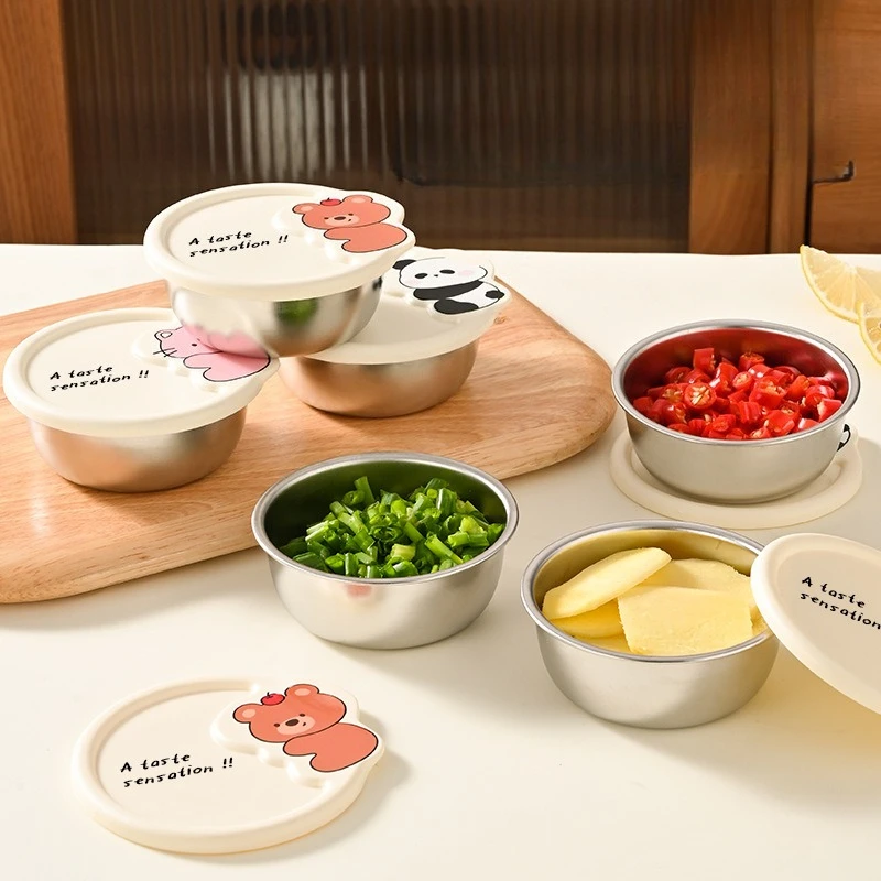 New 304 Stainless Steel Seasoning Box Camping Picnic Cartoon Sauce Packaging Seasoning Dish Children's Complementary Food Box