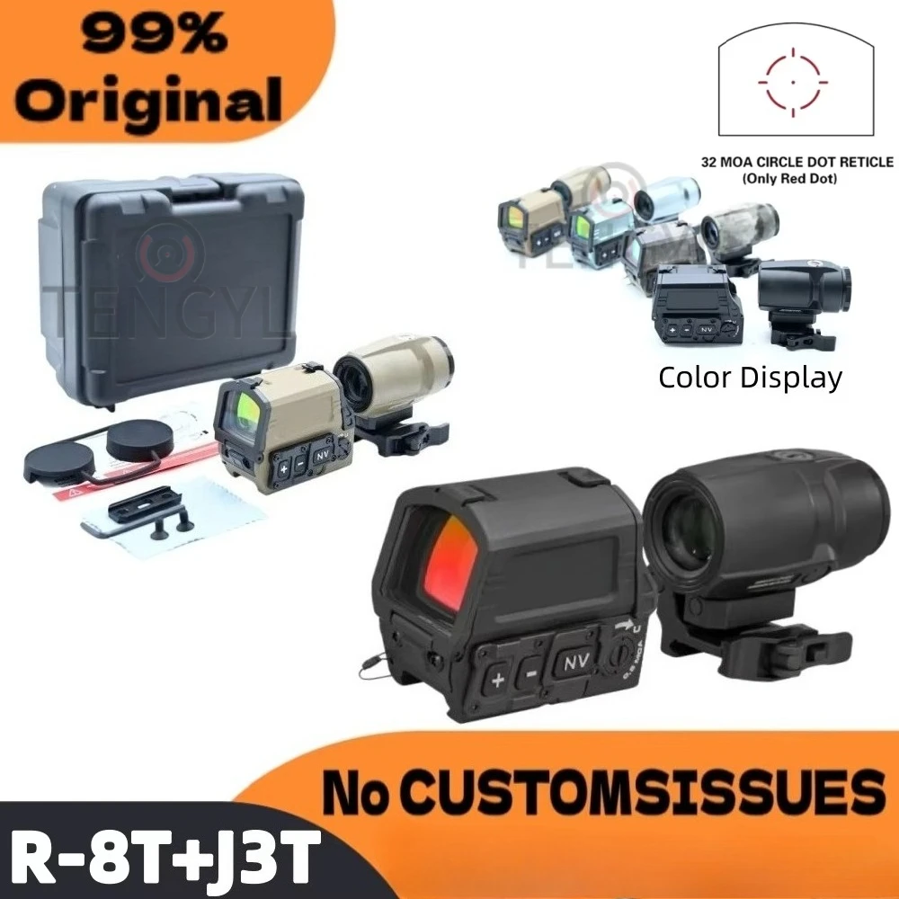 Original R-8T+J3 Combo Set Red Dot Sight Rifle Reflex Holographic Optic Sight Scope Motion Sensing 3MOA&32MOA Collimator