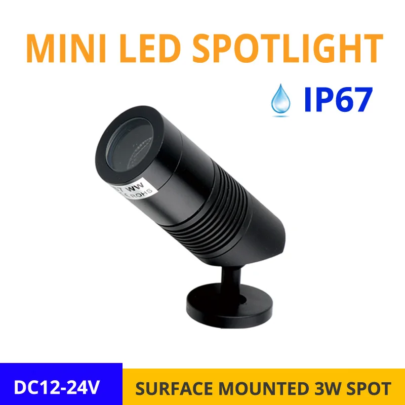 

2PCS Mini Surface Mounted Spotlight IP67 Waterproof DC12V 3W Anti-glare Spots Indoor Outdoor Ceiling Wall Surface Mounted Light