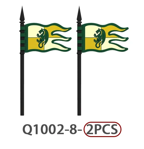 MOC Mittelalterliche Burg Ritter Flagge Bausteine Grüner Drache Soldaten Zubehör Löwe Adler Armee Bausteine Spielzeug Kinder Geschenk