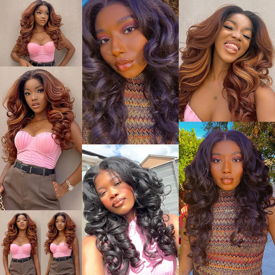 Latisha HD 13X6 Synthetic Lace Front Wigs Curly 13X5X1 Pre Plucked Lace Frontal Wig with Bangs for Women Highlight with Babyhair