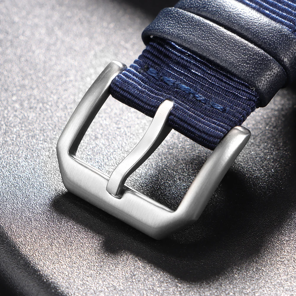 20 مللي متر 21 مللي متر 22 مللي متر حزام ساعة نيلون ل IWC الطيار حزام مقاوم للماء الرياضة قماش حزام الساعات جلد البقر حزام المعصم للرجال النساء سوار #3