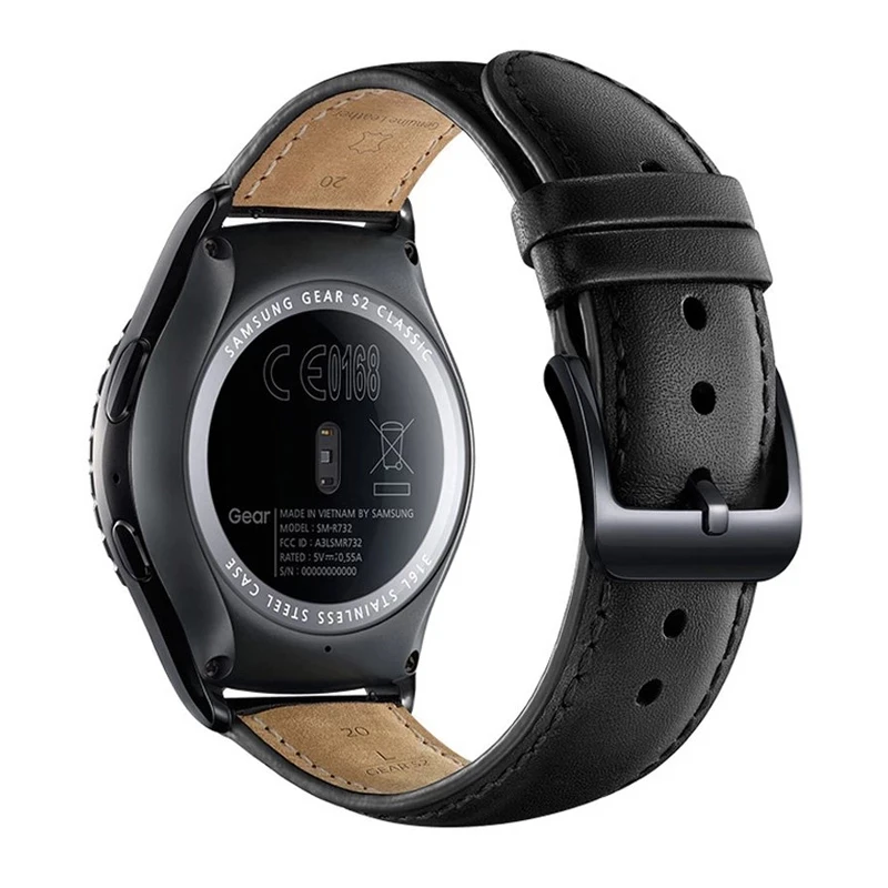 Engrenagem de couro s2 banda clássica para samsung galaxy watch 3 45mm 41mm/ativo 2 46mm/42mm engrenagem s3 frontier correa pulseira