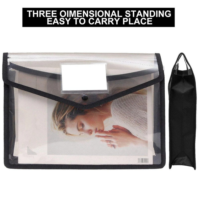6Piece A4 Capacity Plastic Bag File Organizer Document Bag Stationery Storage Pouch