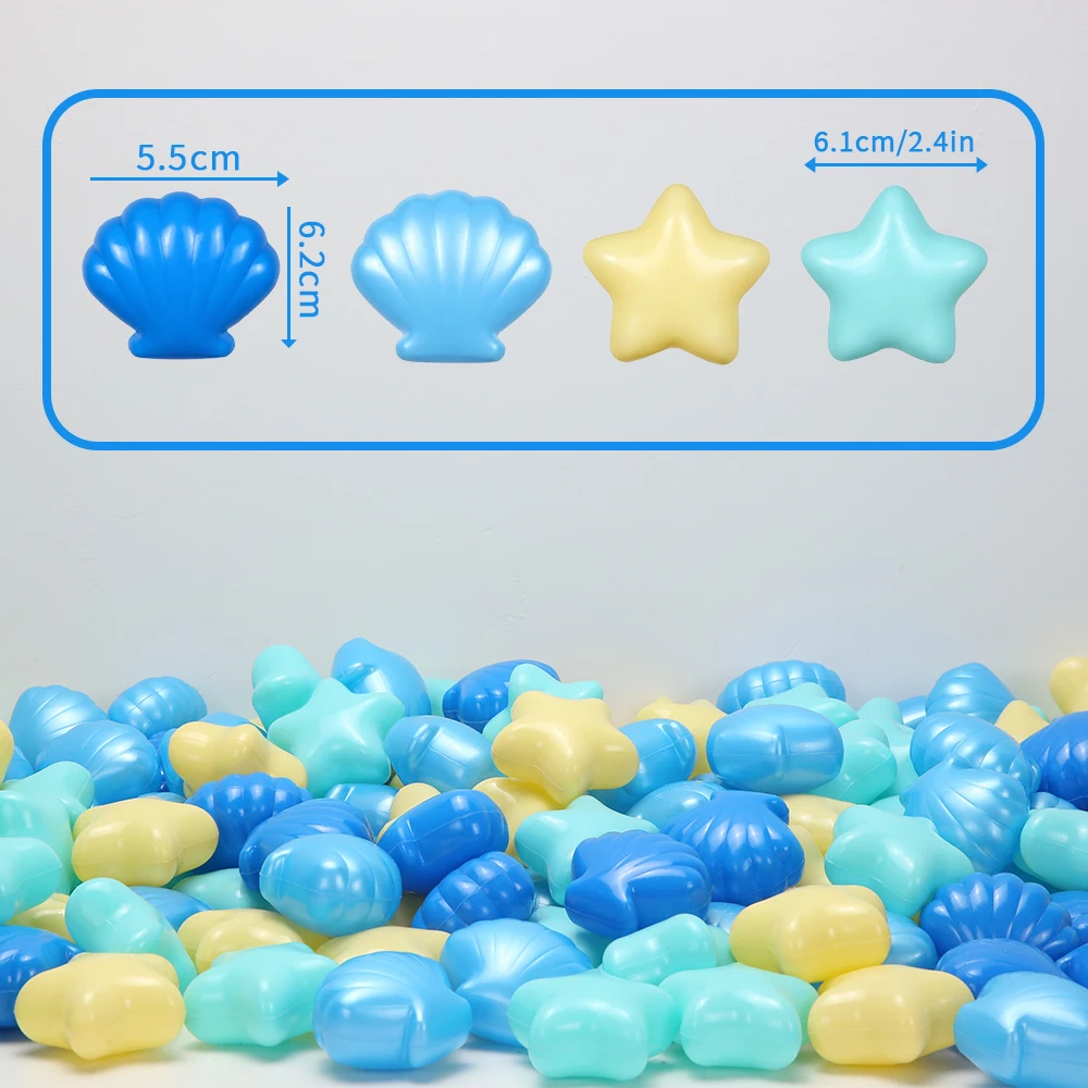 50pcs Colorful Shell Star Plastic Ocean Ball Pits Kid Swim Pit Play Toy Water Pool Holiday Gifts and Party Decorations