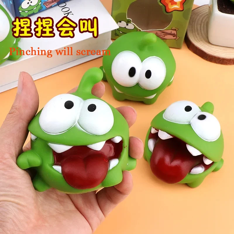 Green Bean Frog Children Squeeze Animal Doll Mung Bean Monster Cut Rope Frog Water Bath Toys Novelty Gag Candy Game Voice Gift