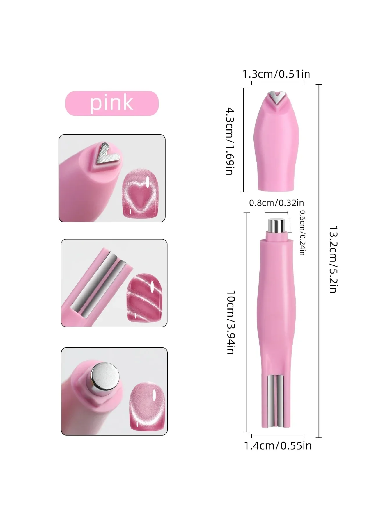 1Pcs 3-In-1 Heart Shape Cat Eye Nail Art Magnet Double Line Moon Snake French Magnet Pen for Magnetic Gel Polish Manicure Tools image 2