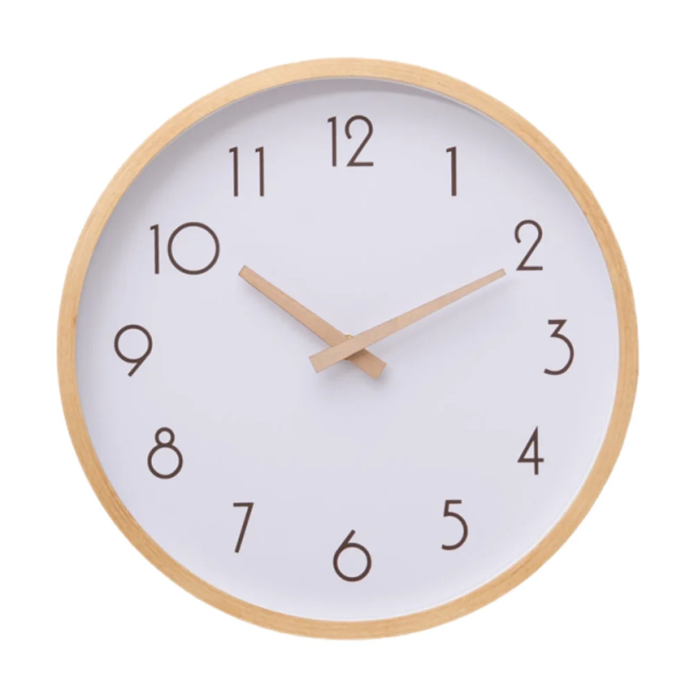 

10inch Wooden Wall Clock Minimalist Quartz Mechanism Decorative Wall Clock Round Shape Mute Wall Hanging Clock Living Room