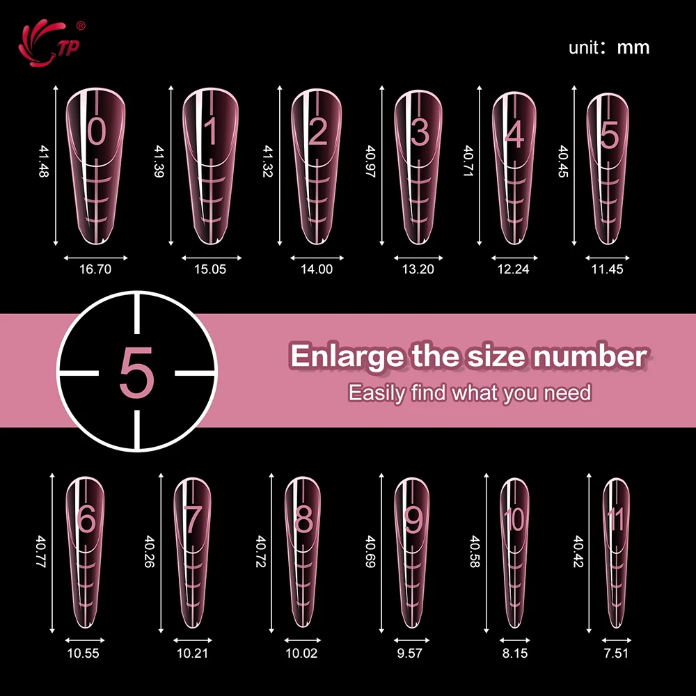 TP French Nail Dual Form Molds for Poly Nail Gel 12 Sizes with Large Number Markings for French Manicure 120Pcs/Box image 4