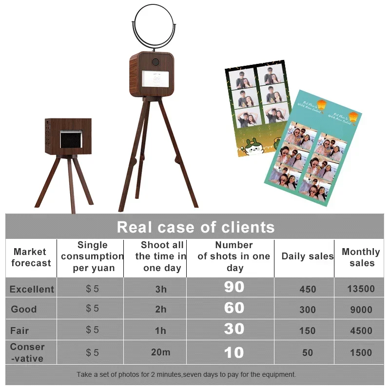 Photo Booth,Wooden 15.6in Touch Capacitive Screen PhotoBooth Tripod Wooden dslr for Weddings Photographi Booth