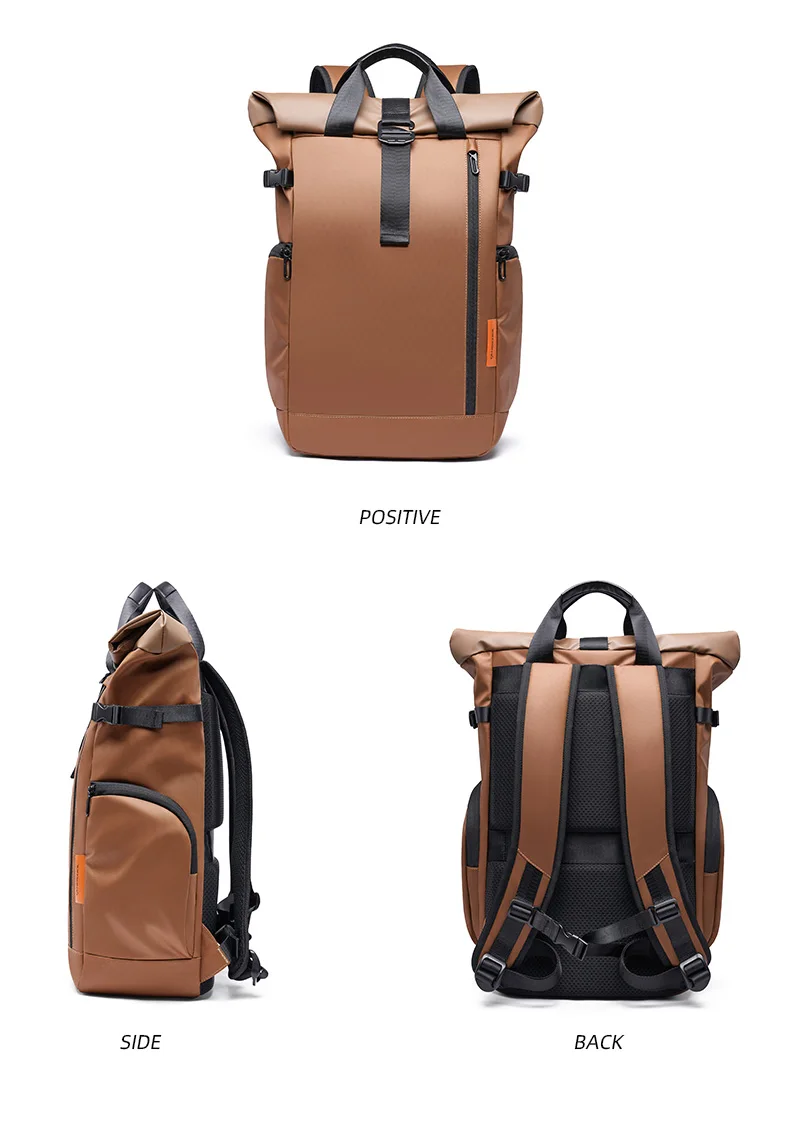 TANGCOOL Gentleman Roll-Top-Rucksack, großes Fassungsvermögen, leicht, wasserdicht, mit mehreren Fächern, für Geschäftsreisen, Laptop-Tasche – Detail 21