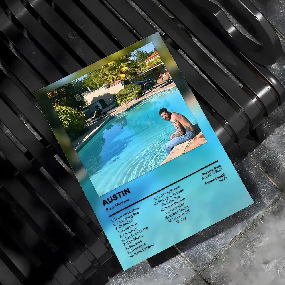 Post M-Malone Rapper Sänger Poster für Zuhause, Wohnzimmer, Schlafzimmer, Bar, Flur, klebrige Wandkunst, Druck, wasserfest, ästhetische Dekoration – Detail 7
