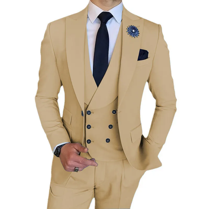 Klassische Herren Anzug Set Hochzeits feier Groom sman maßge schneiderte Slim Fit Blazer Weste Hosen 3 Stück formelle Bankett hochwertige Outfits