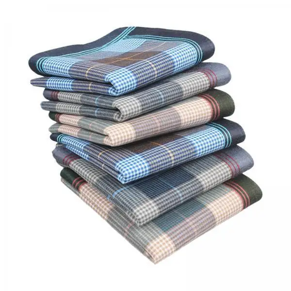 3x 6 Pieces Classic Plaid Handkerchief Hankies Gift Comfortable for Women Men
