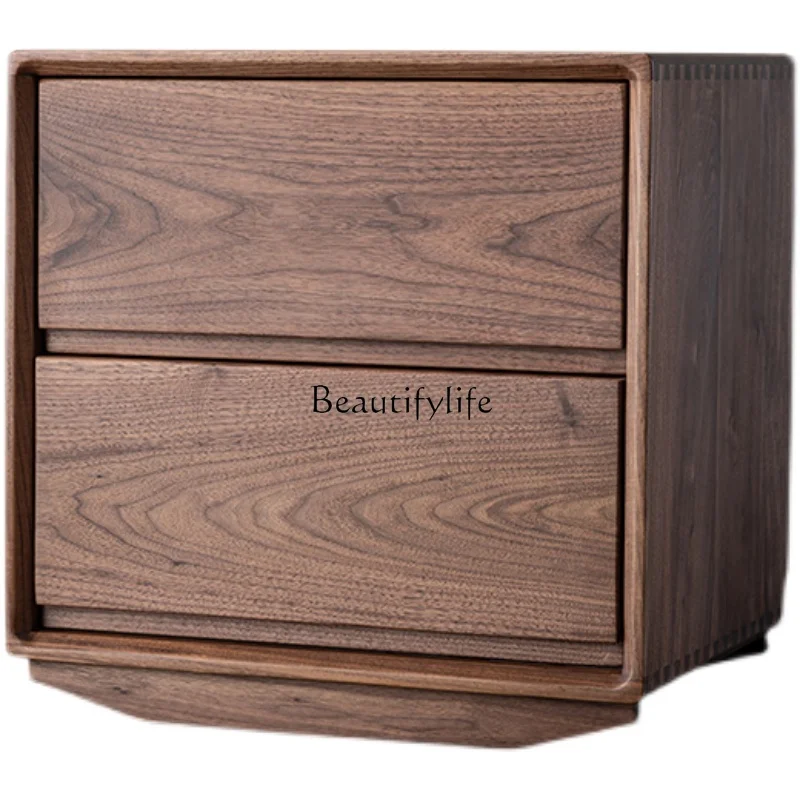 

Black Walnut Wooden Bedside Table Solid Wood Complete Set Storage Organizer Chest of Drawer