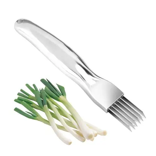 Green Onion Shred Slicer Multipurpose Vegetable and Fruit Scallion Cutter with 6 Blades and Curved Handle Multi-Functional