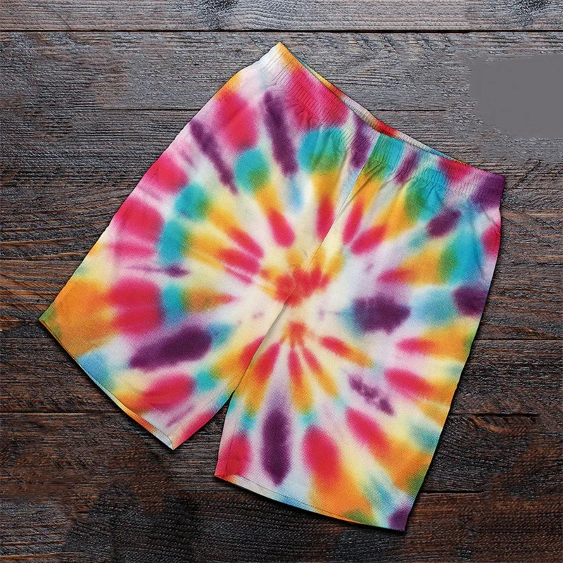 Summer Tie Dye 3D Printed Beach Shorts Men's Fashion Casual Board Shorts Male Swimming Trunks Short Pants Man Swimsuit Clothing