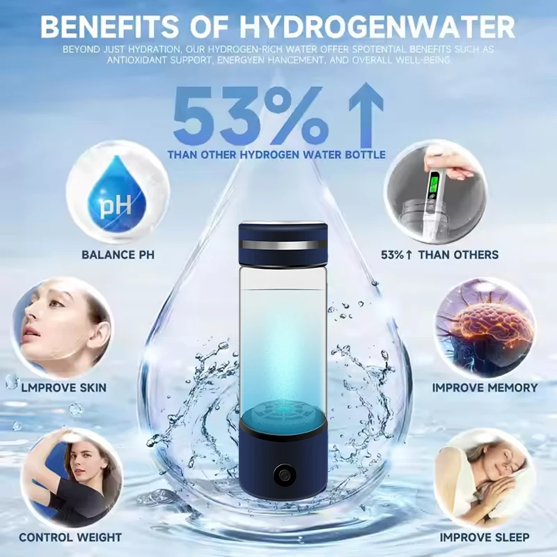 الجملة SPE PEM 3000ppb H2 كوب ماء قسط طويل الأمد صانع مياه الهيدروجين مولد زجاجة ماء الهيدروجين #3