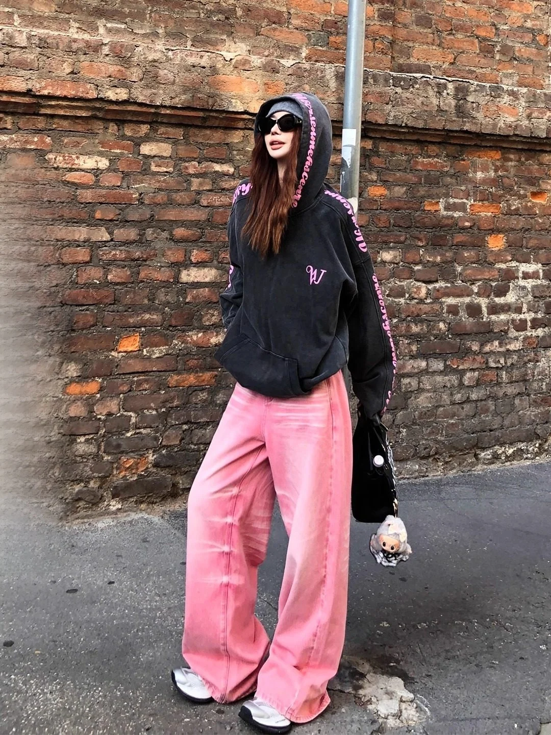 

Джинсы Lililiwj Heavy Eming из розового денима, женские, летние, винтажные, прямые, свободные, утягивающие, в американском стиле, с широкими штанинами