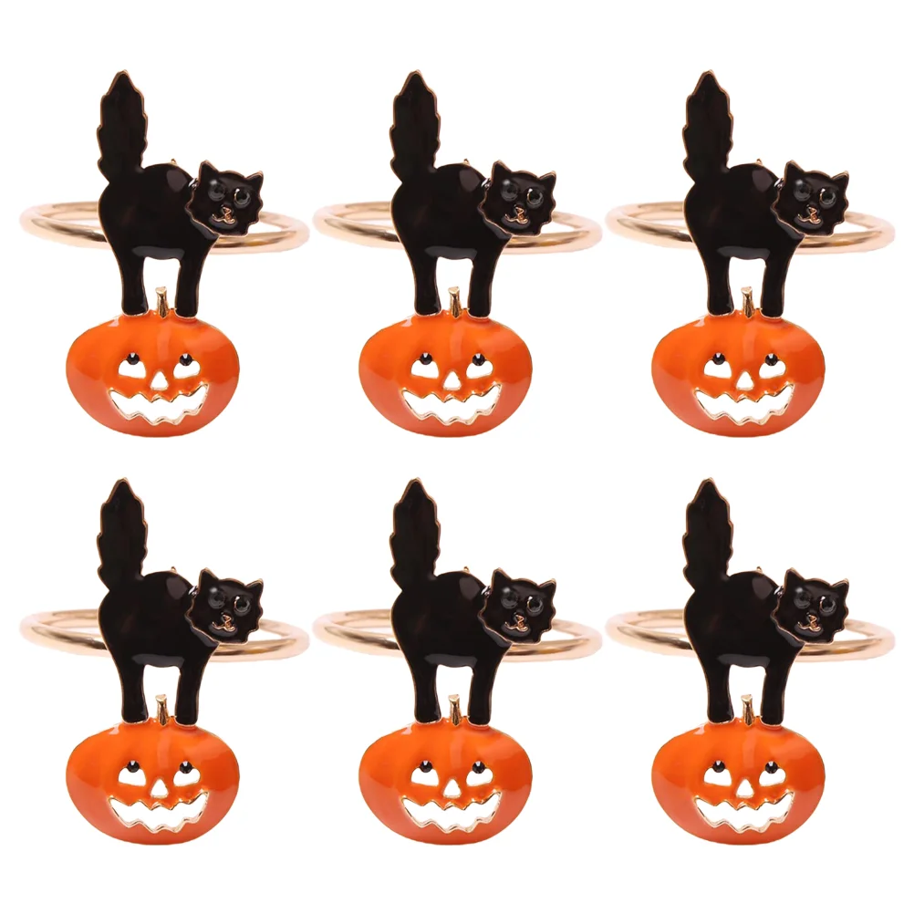 

6 Pcs Thanksgiving Napkin Rings Table Pumpkin Decor Holder Halloween Towel The Ornaments Reusable Accessories