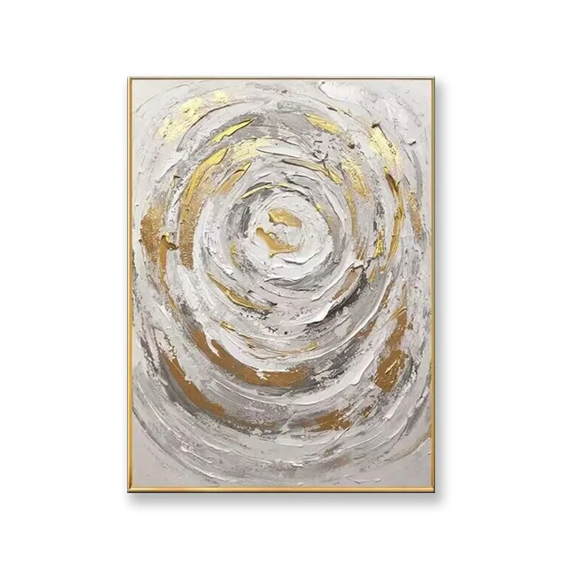 Nordic AbstractionThe Golden Whirlpool Hand Drawn Oil Painting Wall Art Canvas Living Room Bedroom Porch Hanging Mural Sofa Back