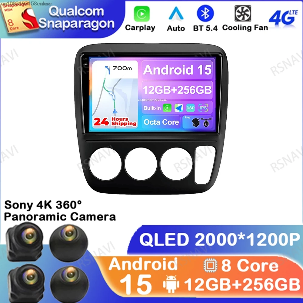 Android 15 para honda CR-V 1997 - 2001 qualcomm dsp navegação bt unidade principal multimídia viedo player dvd 5g wifi gps qled 4g lte