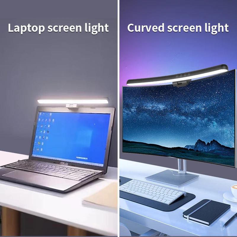 Curved Monitor Light Bar Rgb Computer Screen Lamp Dimmable Backlight Hanging Laptops Gaming Gamer Office Lighting