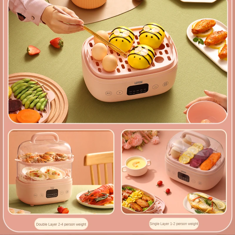 Multi funcional vapor elétrico doméstico pequeno vapor pode ser reservado regularmente mini fogão de dupla camada