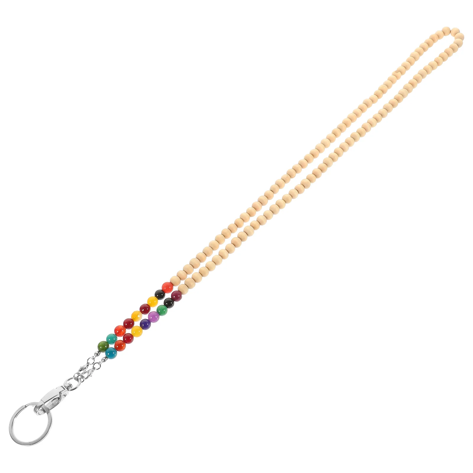 

Id Badge Lanyard Beaded Rope for Name Tags Business Cards Portable Hanging Ropes Wooden Beads Easy to Attach Detach