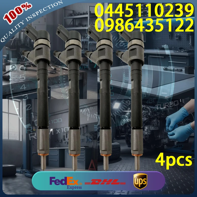 

0445110239 High Quality Common Rail Diesel Injector 0986435122 for Citroen Fiat Ford Peugeot Mazda 1.6 HDi Diesel Engine 4pcs
