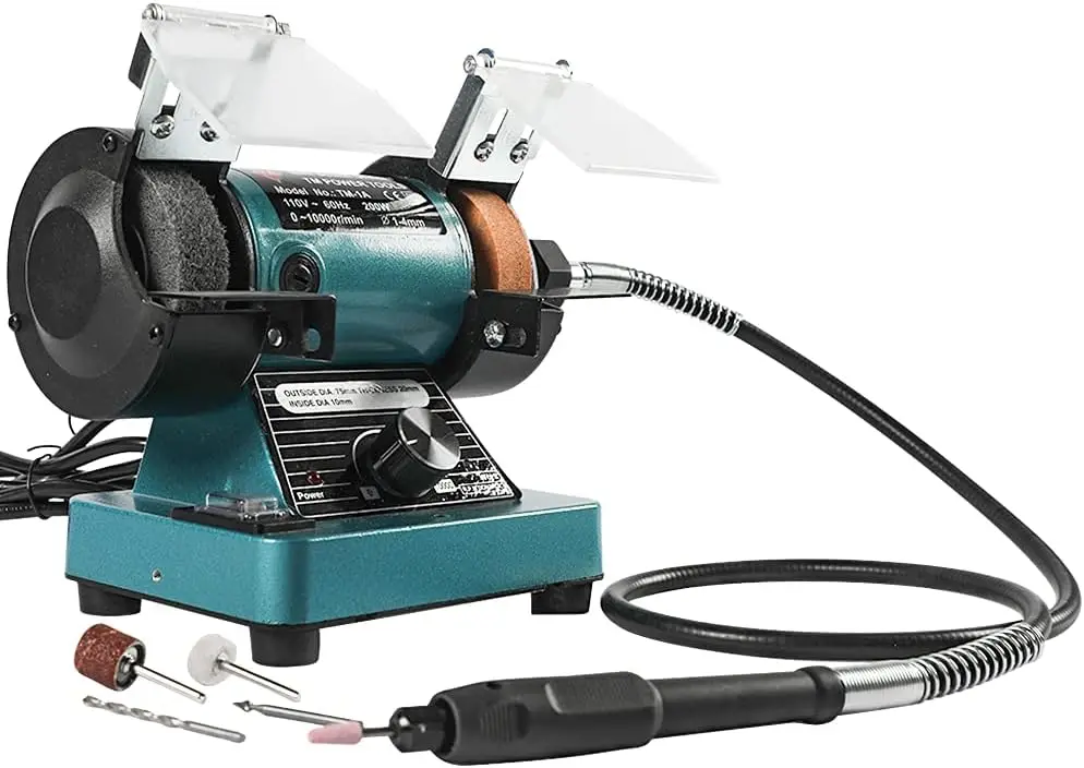 

Variable Speed Mini Bench Grinder for Polishing, Buffing, Jewelry Making, and Lapidary Work on Metals, Rocks, Gems