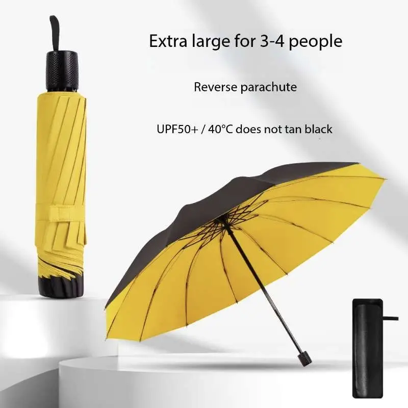 Payung Lipat Xiaomi yang Diperbesar, Tebal, Pelindung Angin dan Hujan, Payung untuk Empat Orang, Diameter 130CM, Penguatan Tulang Rusuk