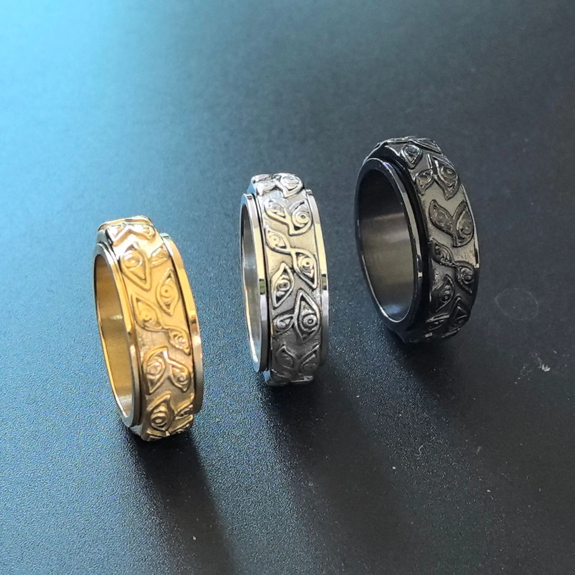 خاتم فايكنغ دراجون المضاد للإجهاد من الفولاذ المقاوم للصدأ للرجال، تصميم فيدجيت سبينر لتخفيف القلق، ملحق إجهاد دوار مريح