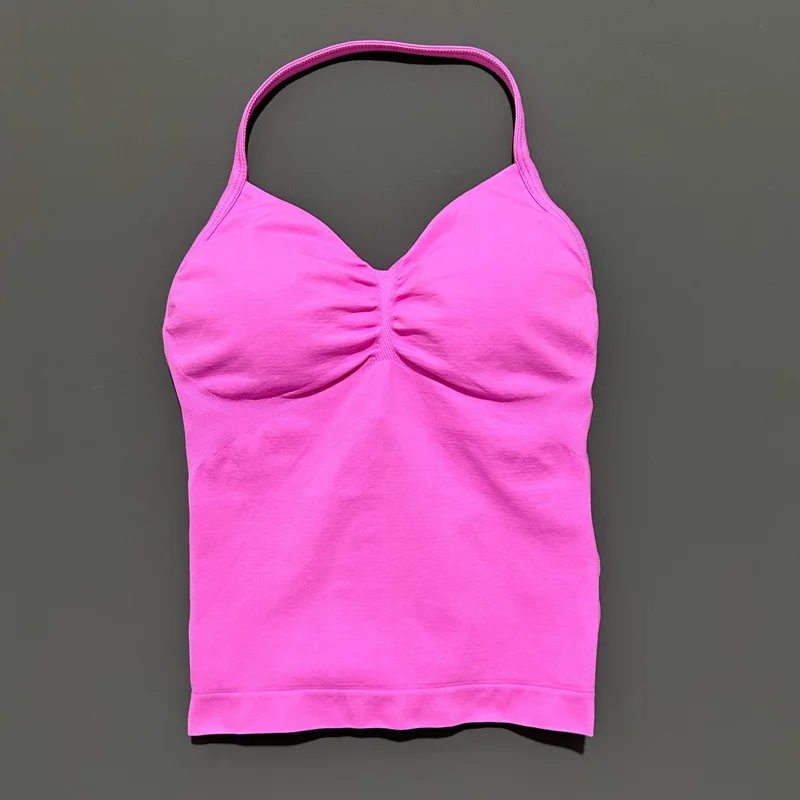 HISTELLO Halter-Yoga-Tanktop für Damen, sexy, mit Trägern, rückenfrei, schmale Passform, gepolstert, atmungsaktiv, für Fitness, Laufen, Workout, Sport-Tops – Detail 19