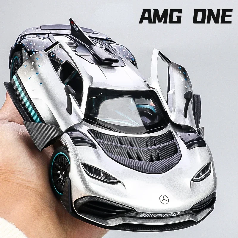 Mercedes-Benz One Sports Car Model Infantil, 1:24, Diecast de Liga, Brinquedos de Metal, Simulação, Som, Leve, Presentes de colecção, C144