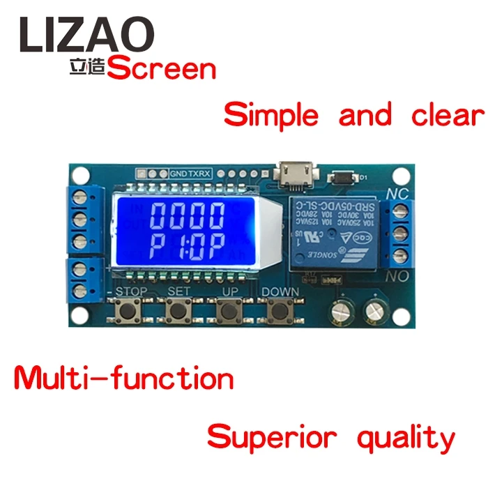 Micro USB Digital LCD Display Time Delay Relay Module DC 6-30V Control Multifunction Timer Switch Trigger Cycle Module