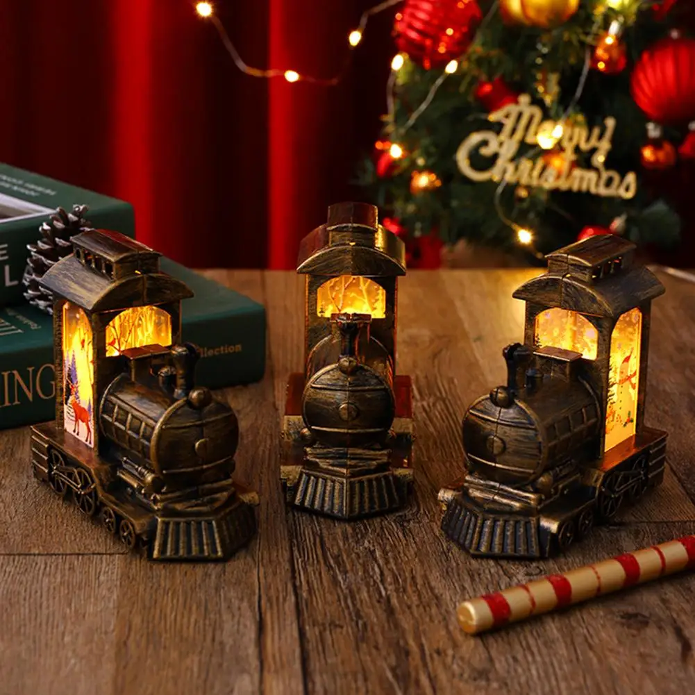 

Vintage Christmas Locomotive Light Battery Operated Warm Lighting Holiday Decoration Desktop Night Light Xmas Party Supplies