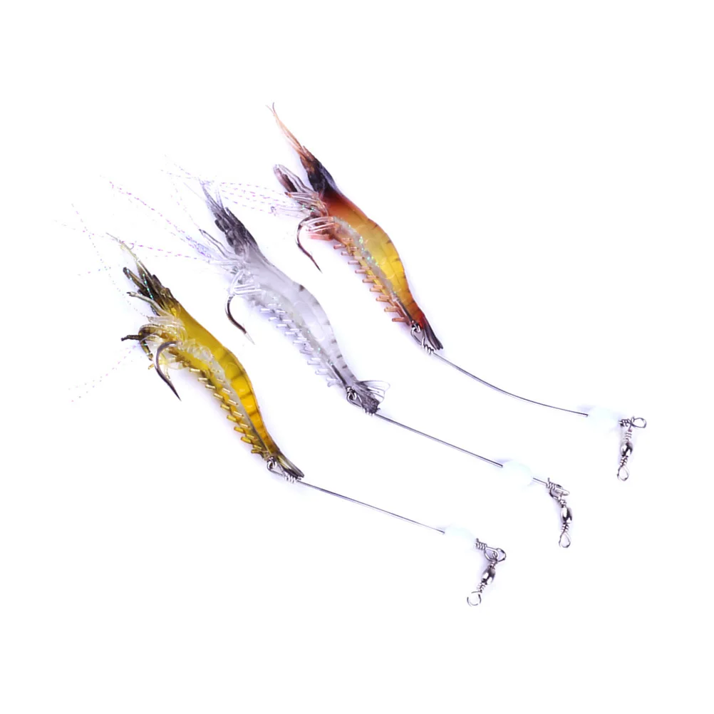 

3pcs Luminous Fishing Lures Shrimp Shape Night Glow Bait Durable Fishing Accessories High Simulation Attract Fish Efficiently