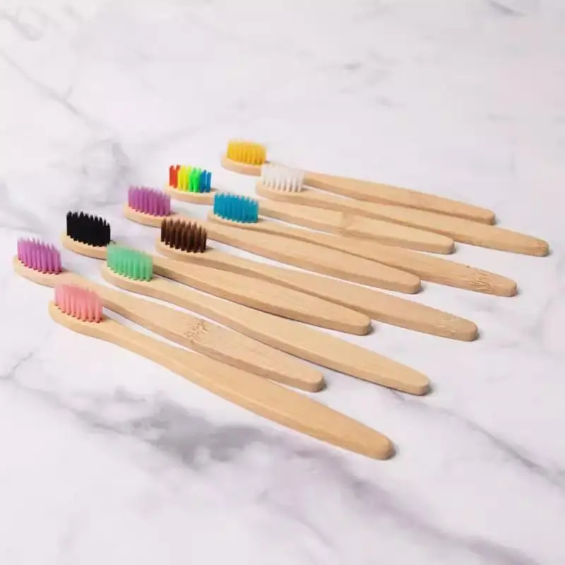 10pcs/box Colorful Bamboo Toothbrush Biodegradable Environmentally Friendly ToothBrush Home Travel ToothBrush Bathroom Products