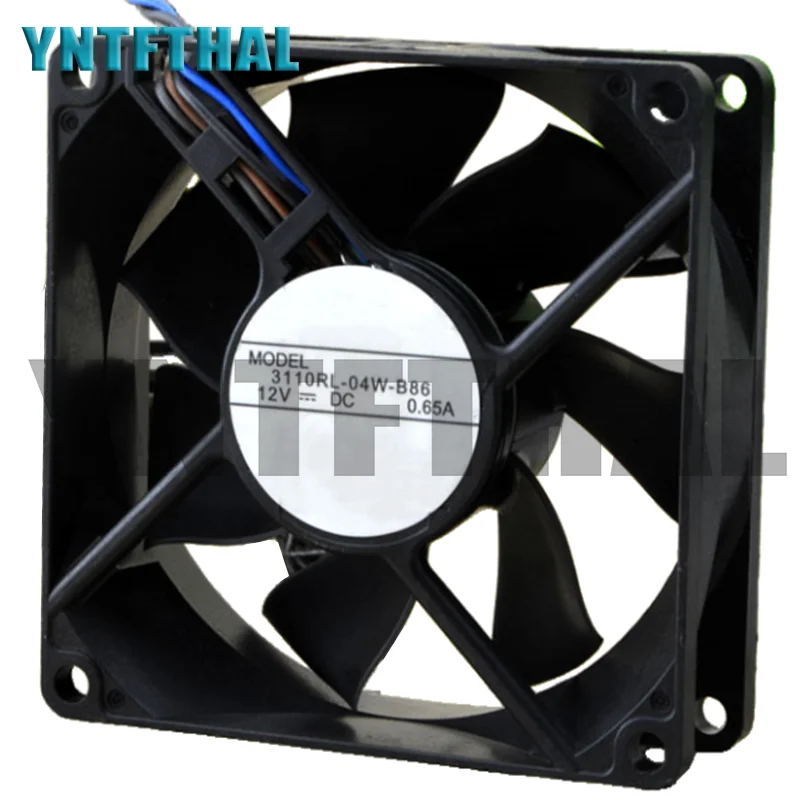 3110RL-04W-B86 NEW 8025 DC12V 0.65A 80*80*25MM  4 Wires  Fan Working