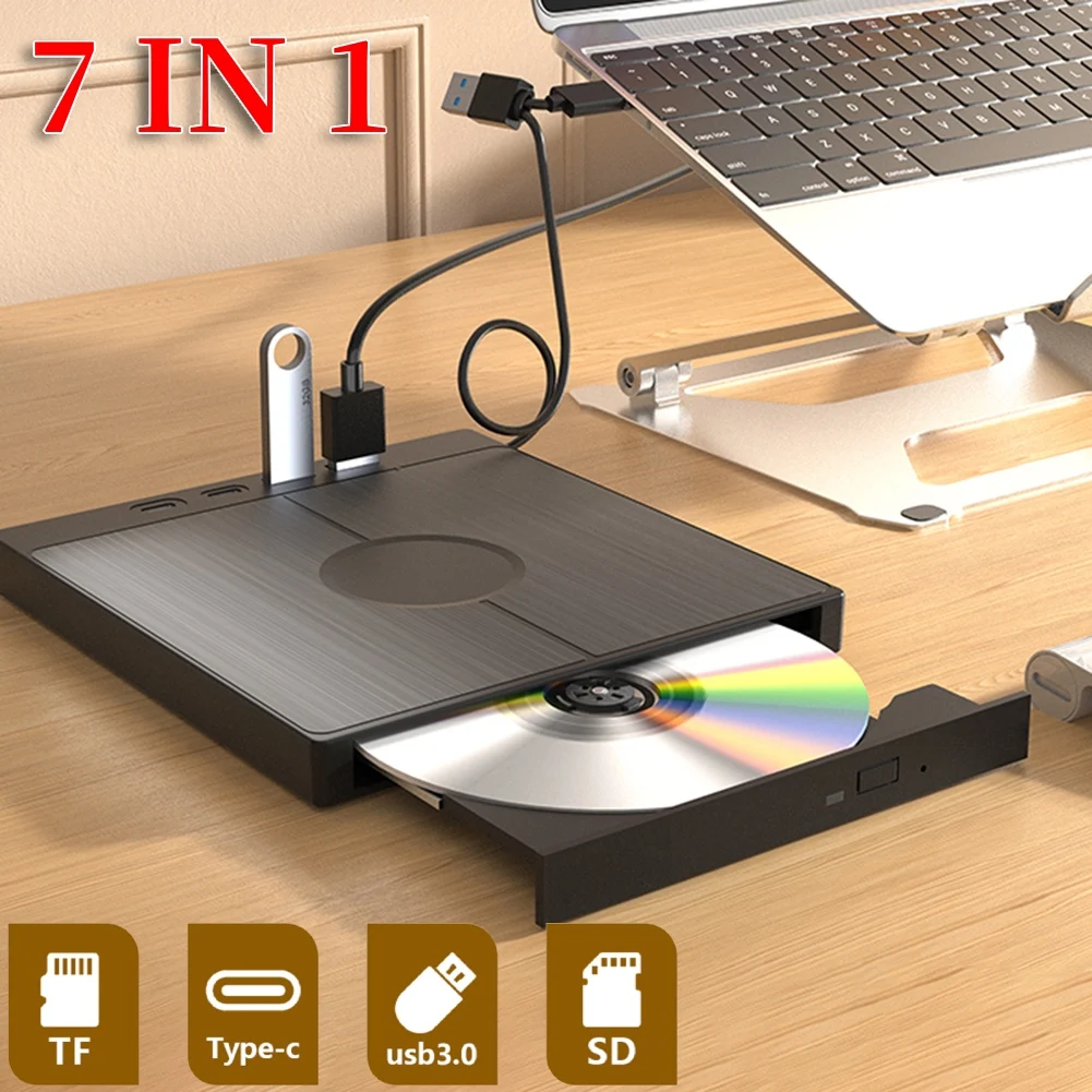 7in1 USB3.0 TypeC Slim External DVD RW CD Writer Drive Burner Reader Player Optical Drives For Laptop PC DVD Burner DVD Portatil