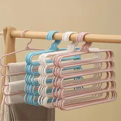 5-Layer Pants Hanger: Durable, Multifunctional Plastic Rack with Simple Solid Color & Simple Scarf Storage