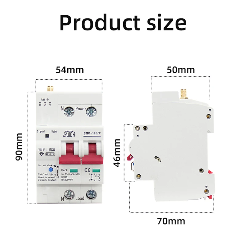 eWeLink WIFI Smart Switch kwh Energy meter Timer Voice Remote control Overload Short circuit protection MCB Circuit Breaker